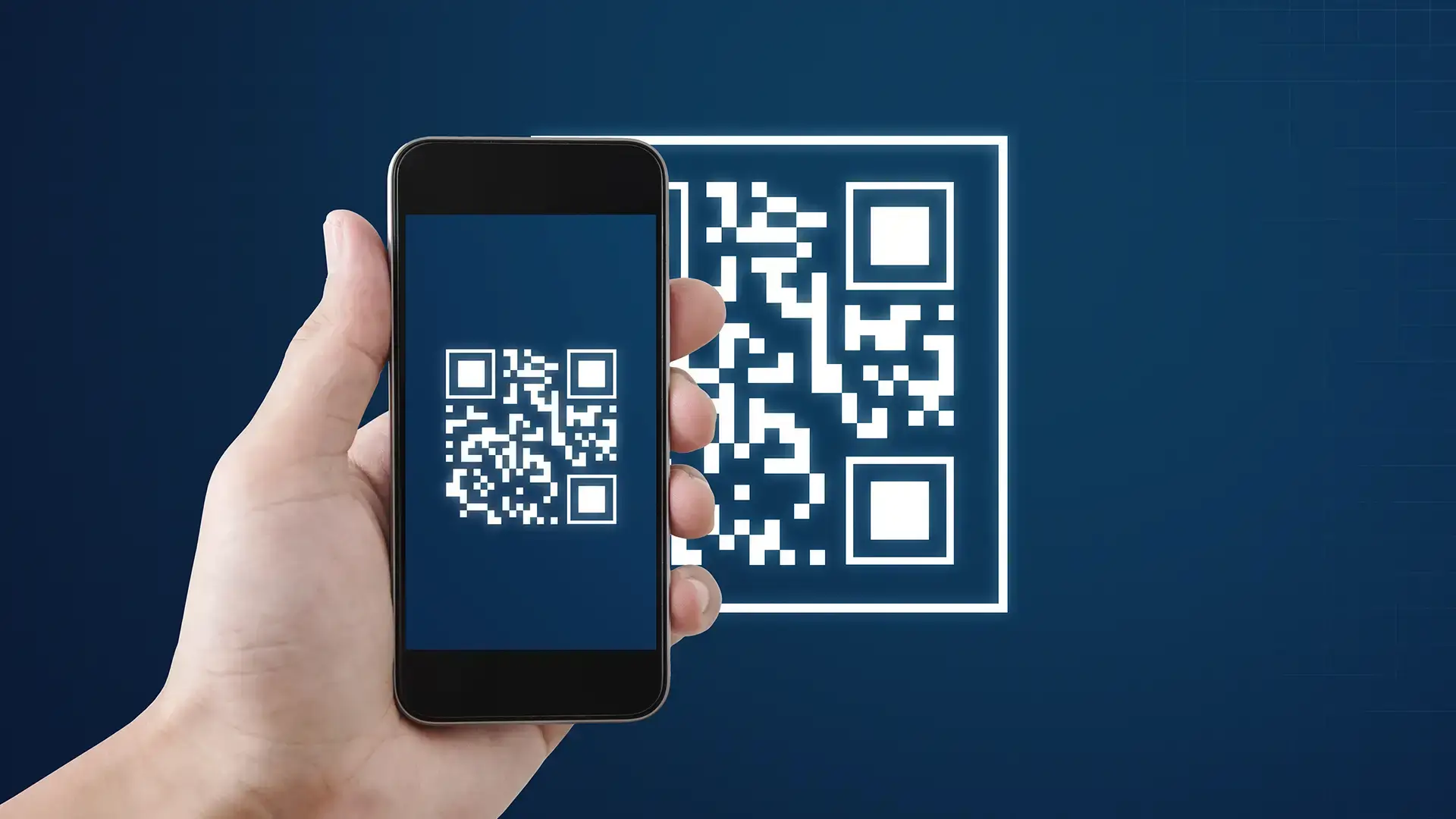 Person scanning QR code